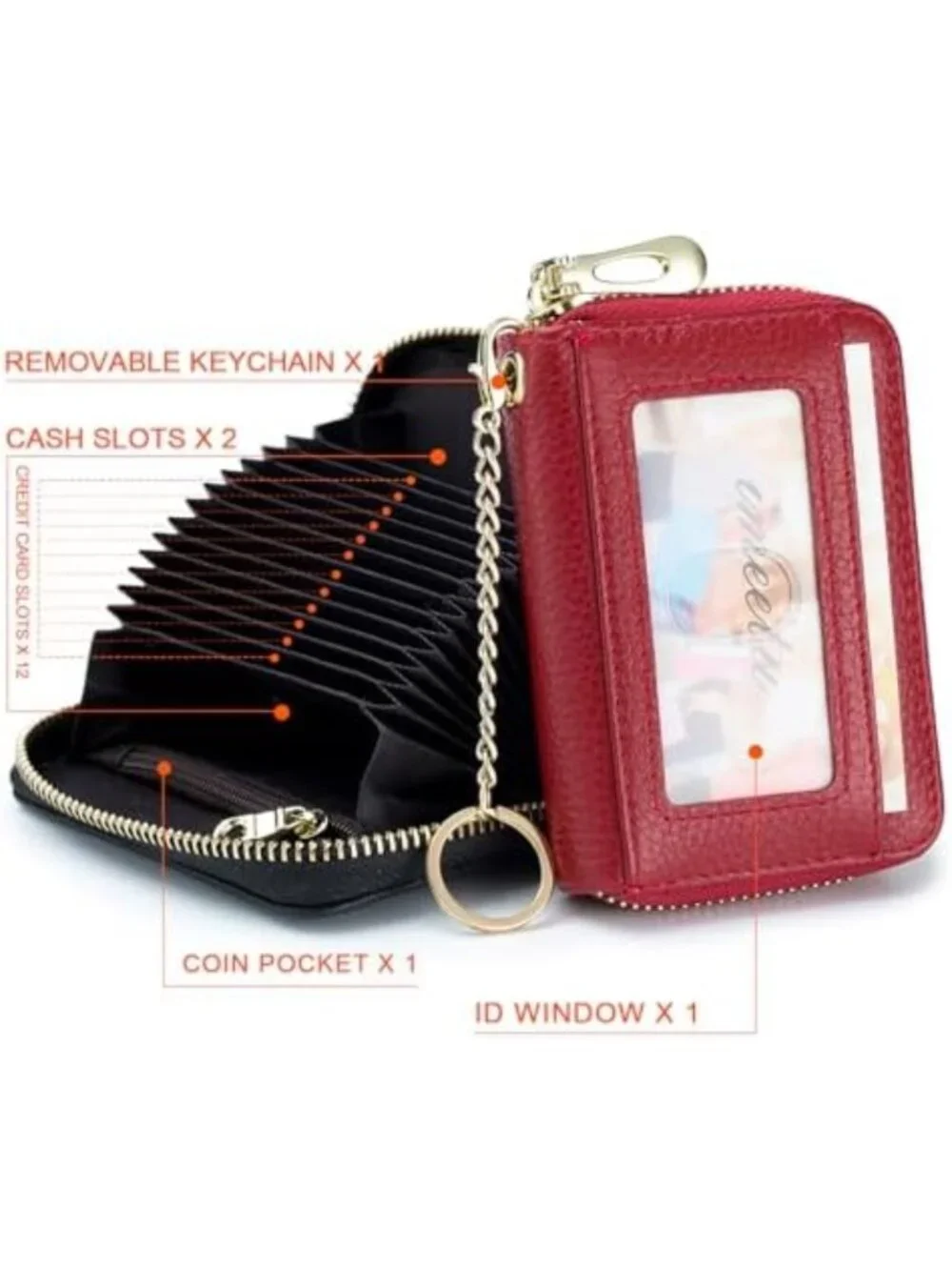 RFID Small Leather Card Wallet for Women - Stylish Credit Card Holder Case